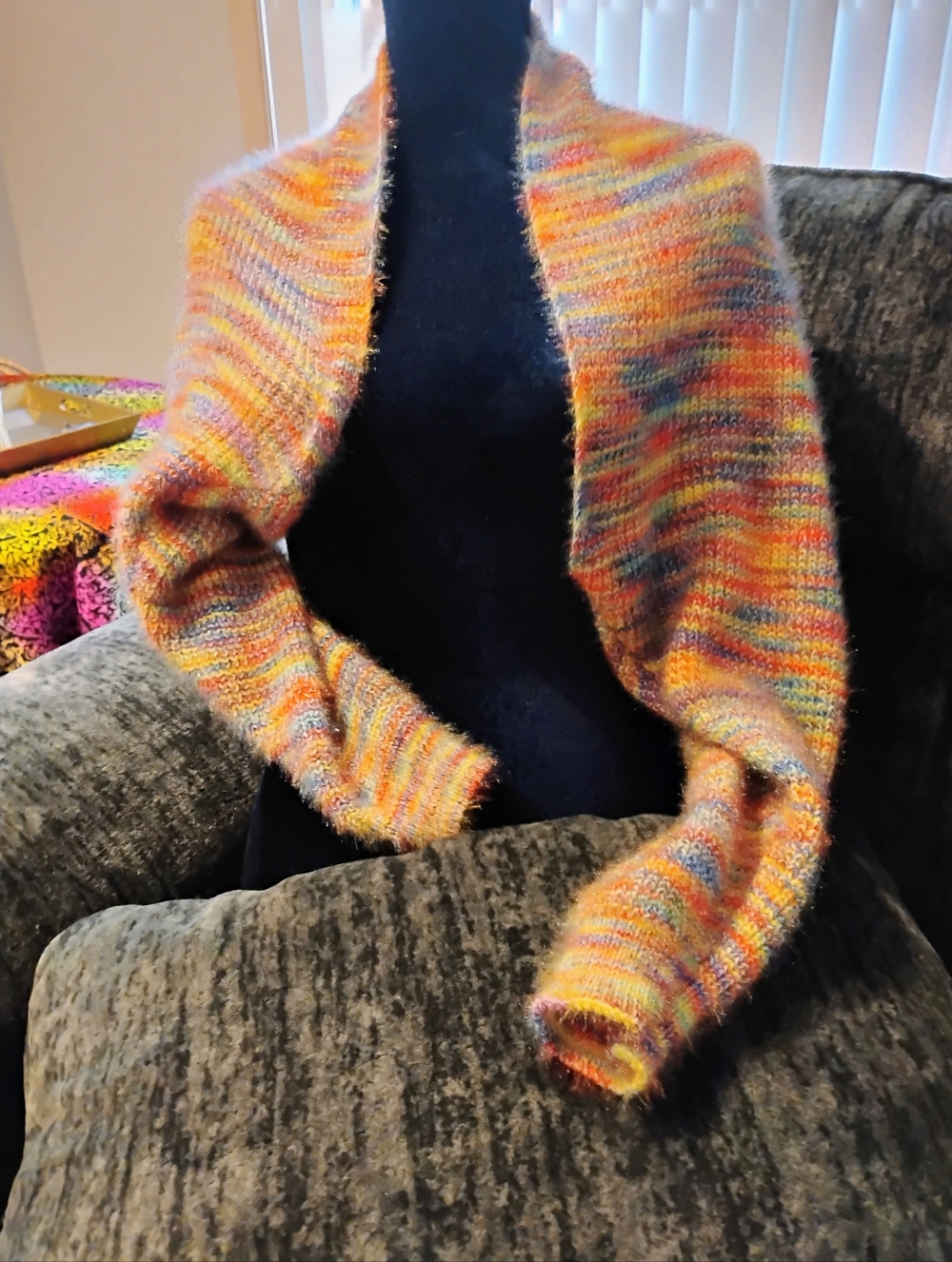 Multicolor Fuzzy Knit Open-Front Shrug Sweater - New Without Tags!!